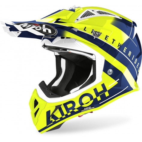 Casco Moto Cross Enduro Airoh AVIATOR ACE AMAZE Blu Lucido