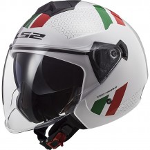 Casco Jet Moto Ls2 Doppia Visiera Ls2 OF573 TWISTER 2 Combo BANDIERA ITALIANA VERDE BIANCO ROSSO