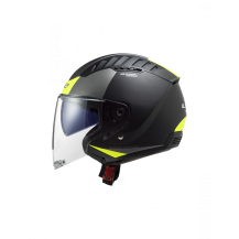 CASCO JET LS2 CON PARASOLE NERO GIALLO