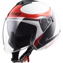 CASCO JET LS2 TWISTER OF573 PLANE WHITE BLACK RED BIANCO NERO ROSSO